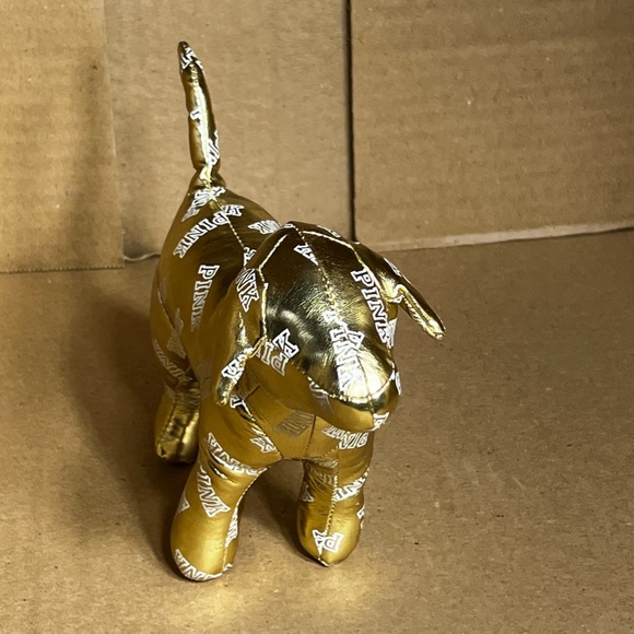 Victoria’s Secret Pink Dog Gold Metallic Tone With White Lettering Logo - Picture 6 of 13